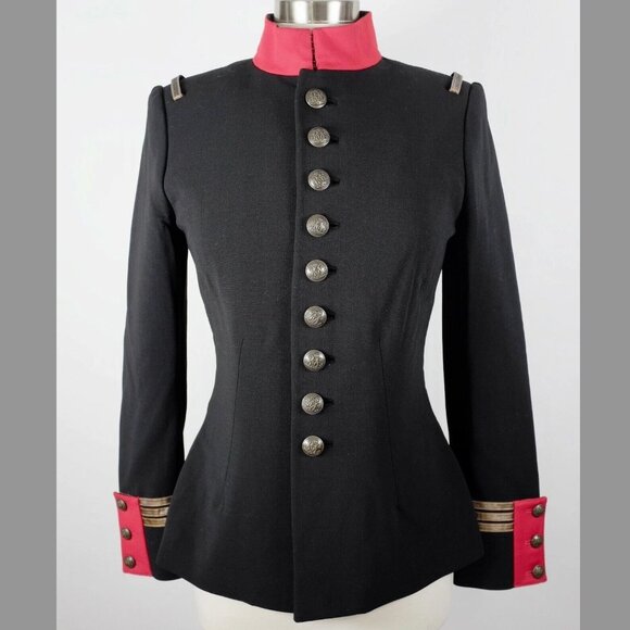 Ralph Lauren Purple Label Collection jacket sz 6 officers black red logo button - Picture 1 of 14